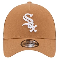 Men's New Era Brown Chicago White Sox A-Frame Trucker 9FORTY Adjustable Hat