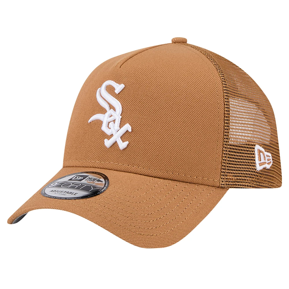 Casquette ajustable 9FORTY Trucker A-Frame Trucker 9FORTY des Chicago White Sox New Era pour hommes, marron