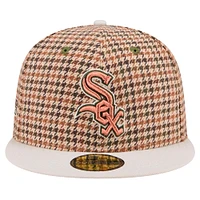 Casquette ajustée 59FIFTY à motif pied-de-poule Chicago White Sox marron New Era pour homme