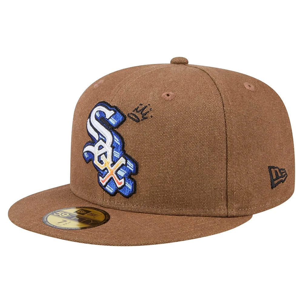 Casquette ajustée 59FIFTY Chicago White Sox marron pour homme de New Era