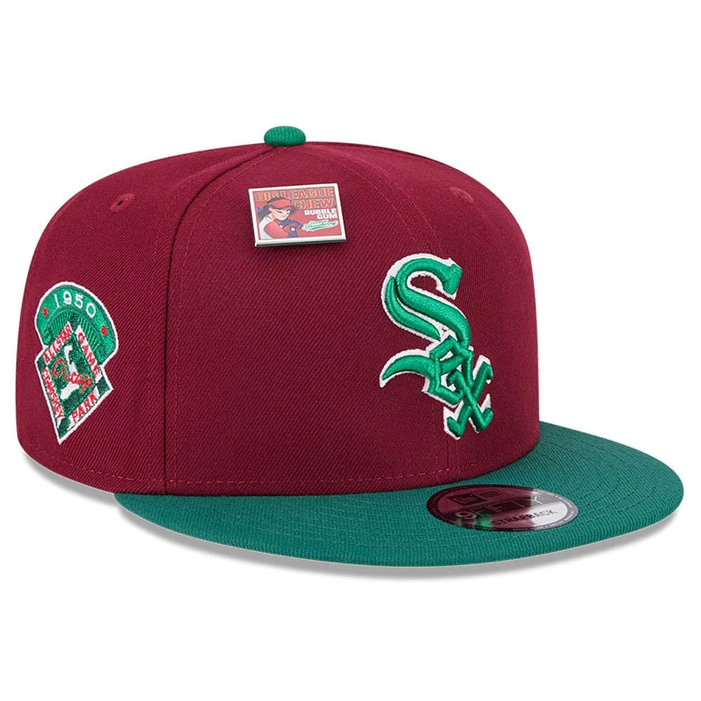 Men's New Era Cardinal/Green Chicago White Sox Strawberry Big League Chew Flavor Pack 9FIFTY Snapback Hat