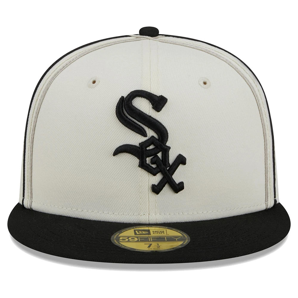 Casquette ajustée New Era Chicago White Sox Chrome Sutash 59FIFTY pour homme, crème/noir