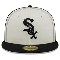 Men's New Era  Cream/Black Chicago White Sox Chrome Sutash 59FIFTY Fitted Hat