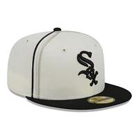 Men's New Era  Cream/Black Chicago White Sox Chrome Sutash 59FIFTY Fitted Hat