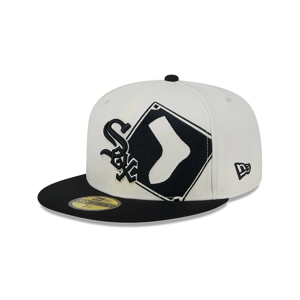 Casquette ajustée New Era crème/noir Chicago White Sox Lonestar 59FIFTY pour hommes