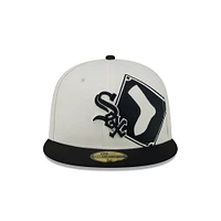 Casquette ajustée New Era crème/noir Chicago White Sox Lonestar 59FIFTY pour hommes