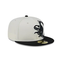 Casquette ajustée New Era crème/noir Chicago White Sox Lonestar 59FIFTY pour hommes