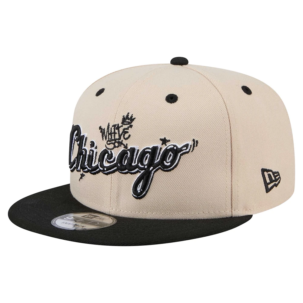 Men's New Era  Cream/Black Chicago White Sox Team Art 9FIFTY Snapback Hat