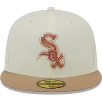 Men's New Era Cream Chicago White Sox Chrome Camel Rust Undervisor 59FIFTY Fitted Hat