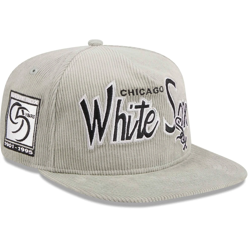 Men's New Era Gray Chicago White Sox Corduroy Golfer Adjustable Hat