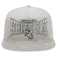 Casquette de golf à visière rabattable en velours côtelé Chicago White Sox grise New Era pour homme