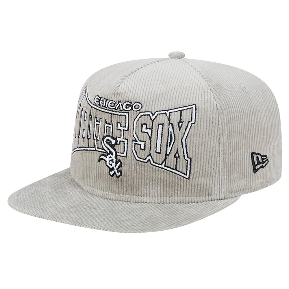 Casquette de golf à visière rabattable en velours côtelé Chicago White Sox grise New Era pour homme