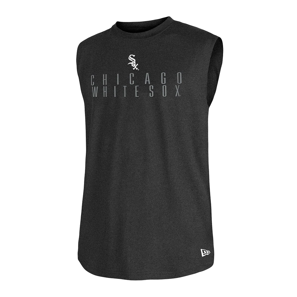 Débardeur pour homme New Era Heather Black Chicago White Sox Team Muscle