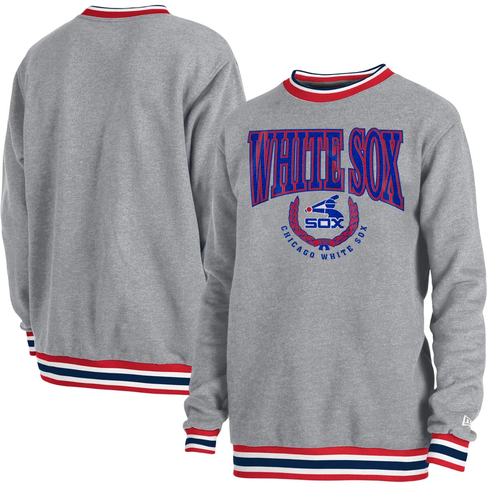 Men's New Era  Heather Gray Chicago White Sox Throwback Classic Pullover Sweatshirt