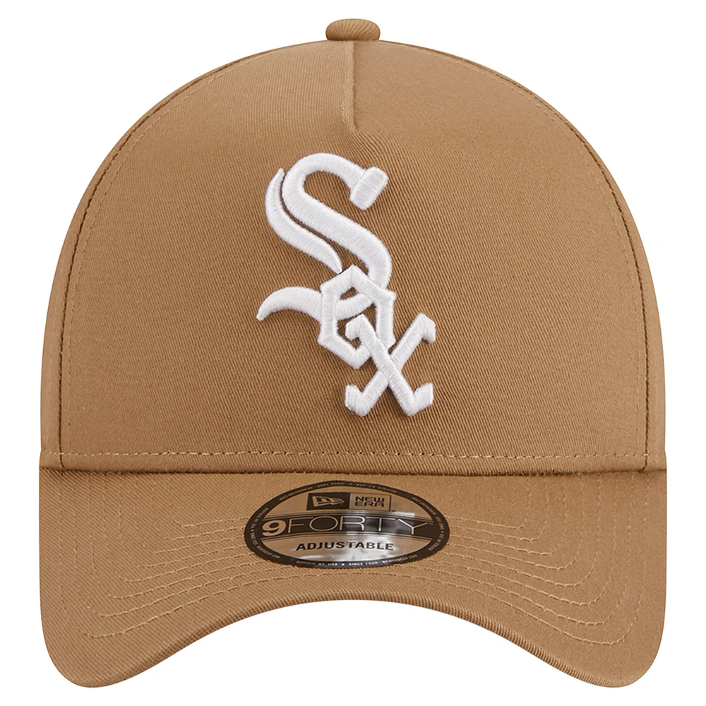 Men's New Era Khaki Chicago White Sox A-Frame 9FORTY Adjustable Hat