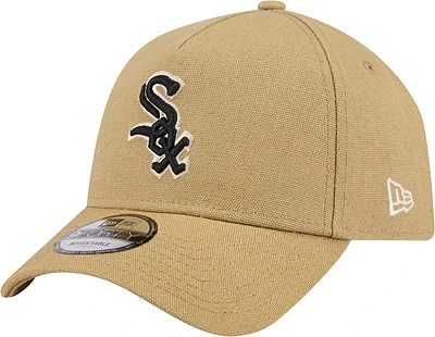 Men's New Era Khaki Chicago White Sox Logo Essentials 9FORTY A-Frame Adjustable Hat