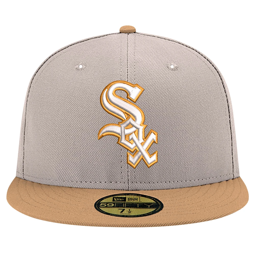 Men's New Era Khaki Chicago White Sox Stone Panama 59FIFTY Fitted Hat