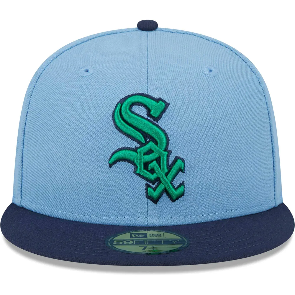 Men's New Era Light Blue/Navy Chicago White Sox Green Undervisor 59FIFTY Fitted Hat