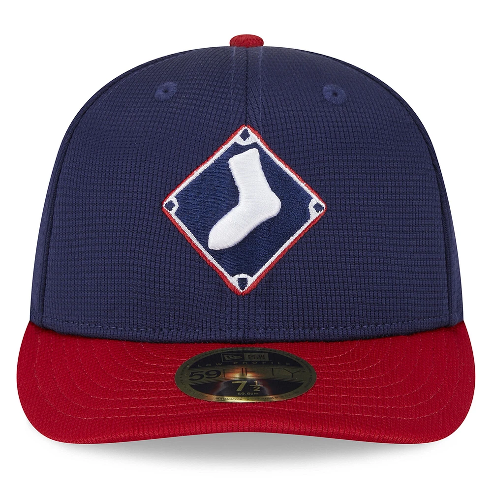 Casquette ajustée 59FIFTY Low Profile New Era pour hommes, bleu marine, Chicago White Sox 2024 Batting Practice