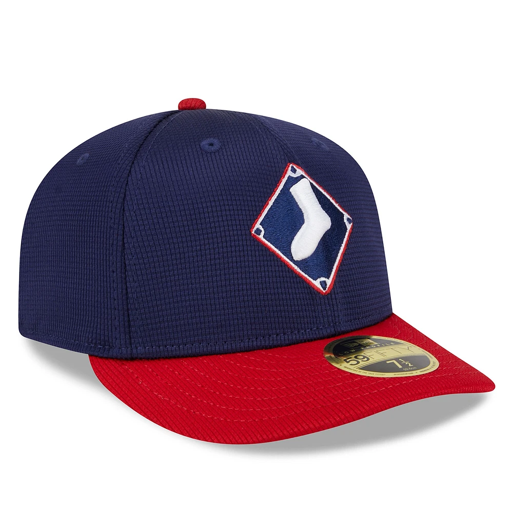 Casquette ajustée 59FIFTY Low Profile New Era pour hommes, bleu marine, Chicago White Sox 2024 Batting Practice