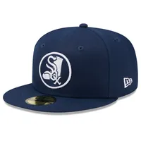 Men's New Era Navy Chicago White Sox Cooperstown Collection Oceanside Green Undervisor 59FIFTY Fitted Hat