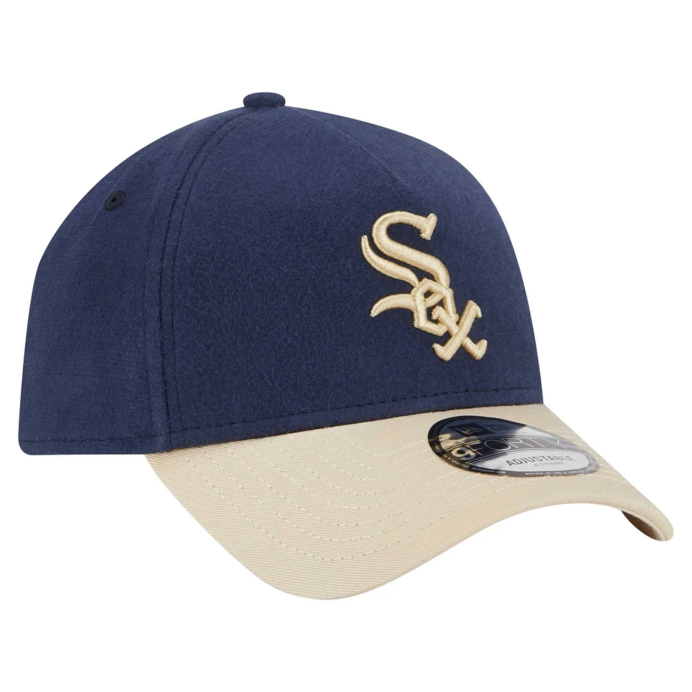 Casquette ajustable Moleskin A-Frame 9FORTY pour homme New Era bleu marine Chicago White Sox