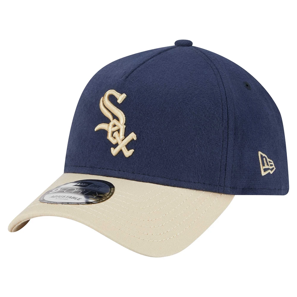 Casquette ajustable Moleskin A-Frame 9FORTY pour homme New Era bleu marine Chicago White Sox