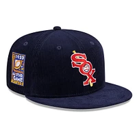 Casquette ajustée 59FIFTY en velours côtelé bleu marine Chicago White Sox Throwback pour hommes New Era