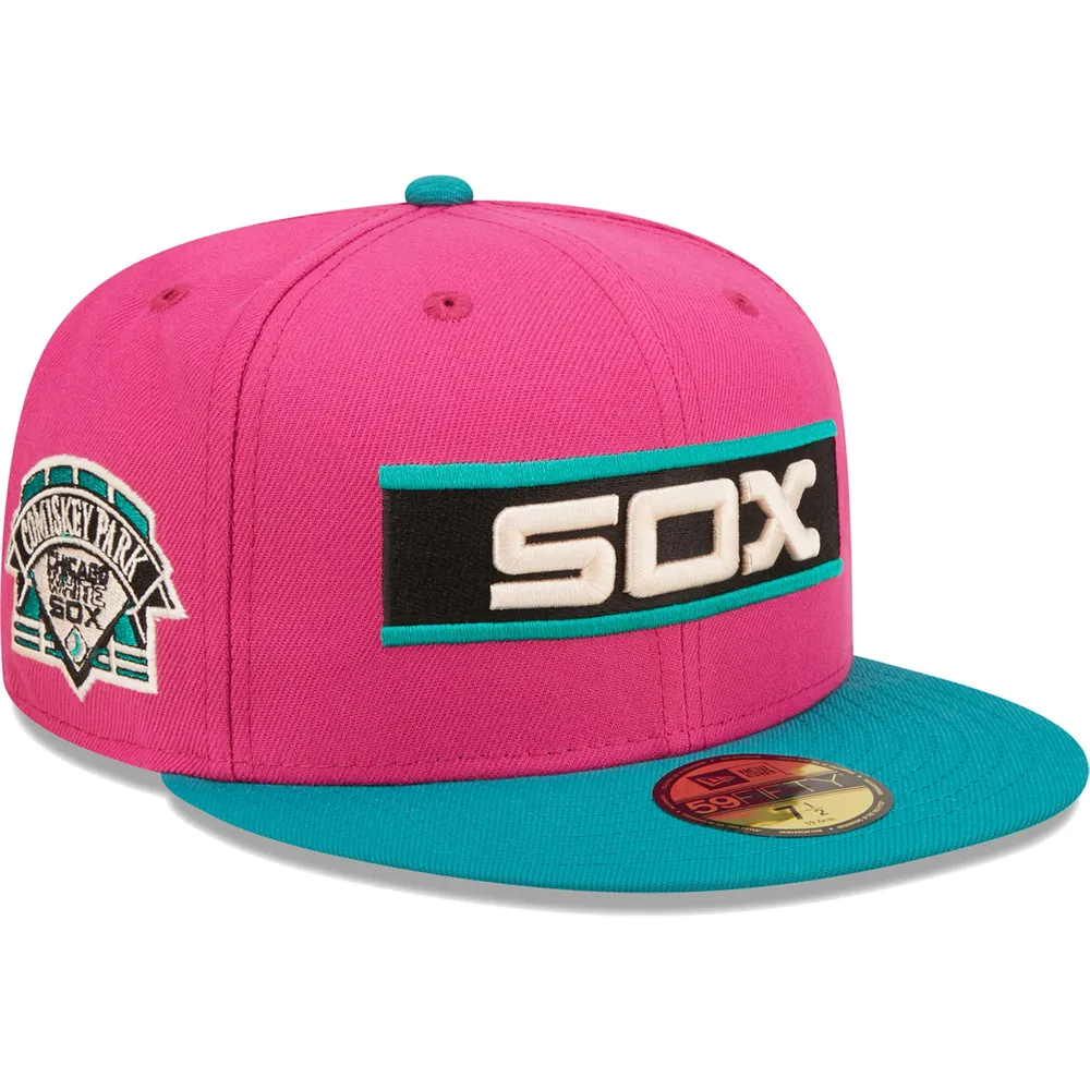 Casquette ajustée New Era pour homme Chicago White Sox Cooperstown Collection Comiskey Park Passion Forest 59FIFTY rose/vert