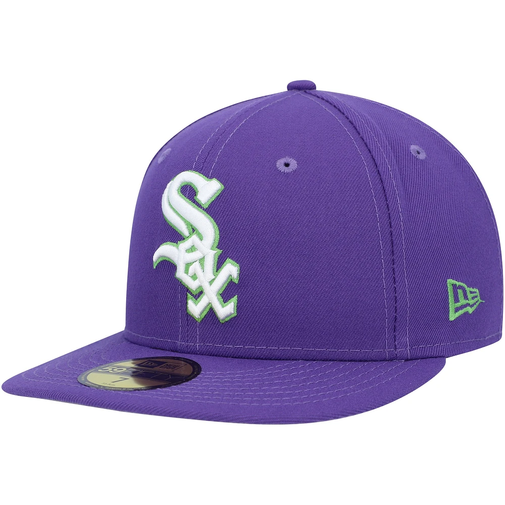 Men's New Era Purple Chicago White Sox Lime Side Patch 59FIFTY Fitted Hat