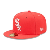 Casquette ajustée 59FIFTY Chicago White Sox Lava Highlighter logo New Era pour homme avec rouge