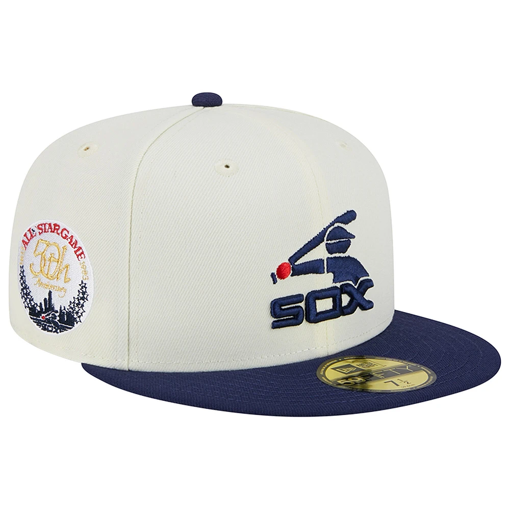 Casquette ajustée 59FIFTY Retro Chicago White Sox New Era pour homme, pierre/bleu marine