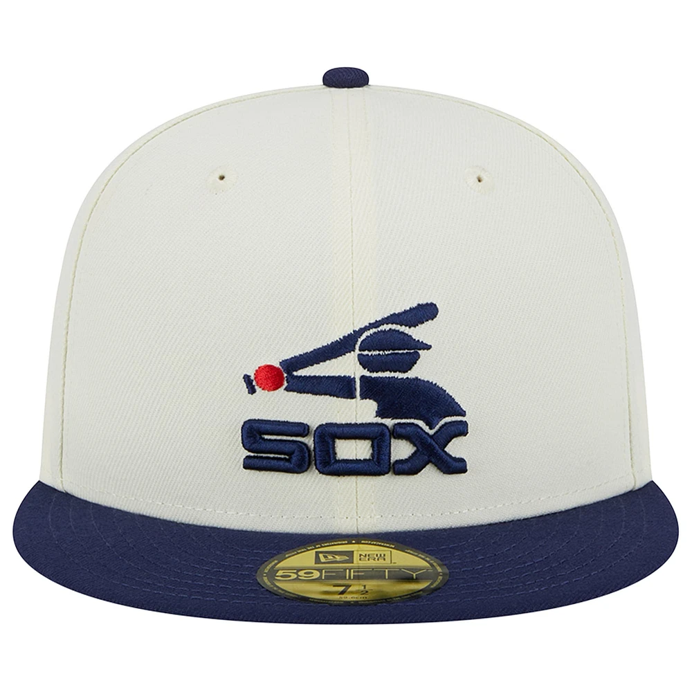 Casquette ajustée 59FIFTY Retro Chicago White Sox New Era pour homme, pierre/bleu marine