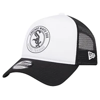 Casquette ajustable 9FORTY Trucker A-Frame en mousse New Era pour hommes, blanc/noir, Chicago White Sox Spring Training Circle