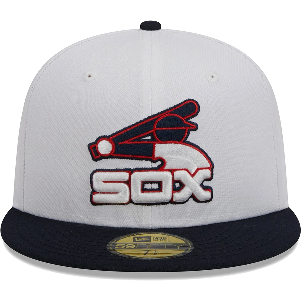 Men's New Era White/Navy Chicago White Sox Optic 59FIFTY Fitted Hat