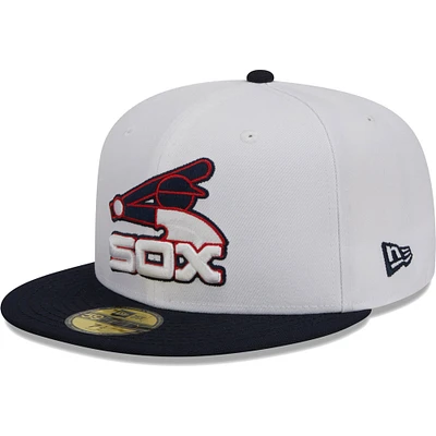 Casquette ajustée 59FIFTY Chicago White Sox Optic New Era pour homme, blanc/bleu marine