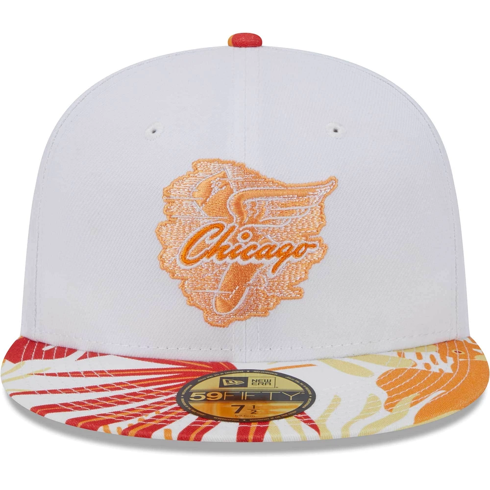 Casquette ajustée 59FIFTY Chicago White Sox Flamingo New Era pour homme, blanc/orange