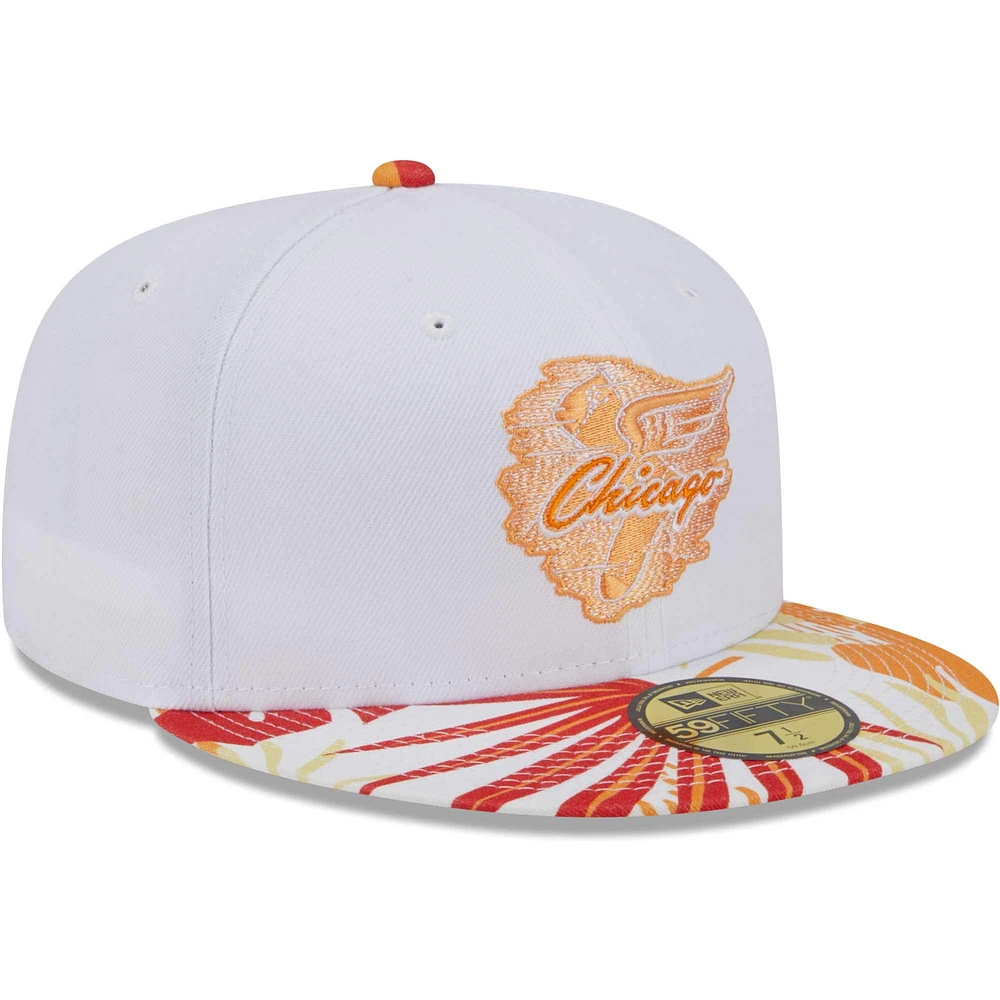 Casquette ajustée 59FIFTY Chicago White Sox Flamingo New Era pour homme, blanc/orange