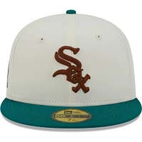 Men's New Era White Chicago Sox Cooperstown Collection Camp 59FIFTY Fitted Hat