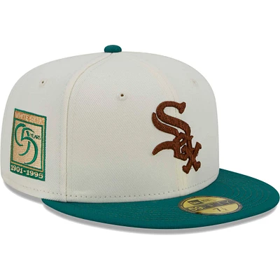 Men's New Era White Chicago Sox Cooperstown Collection Camp 59FIFTY Fitted Hat