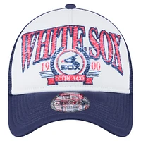 Men's New Era  White Chicago White Sox Distressed 9FORTY A-Frame Adjustable Trucker Hat