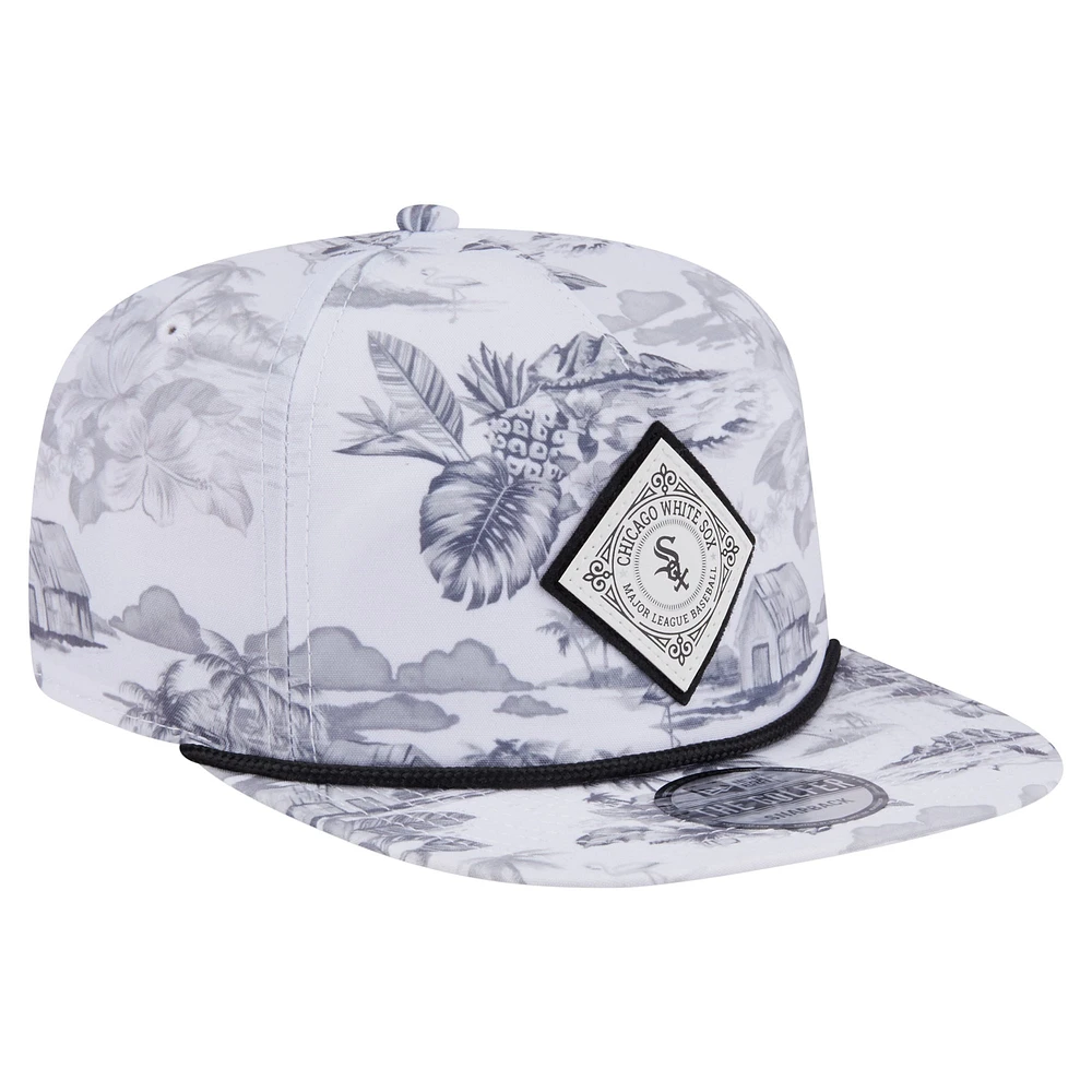 Men's New Era White Chicago White Sox Printed Island Golfer Snapback Hat