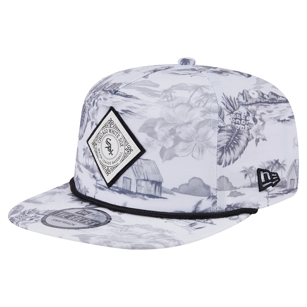 Men's New Era White Chicago White Sox Printed Island Golfer Snapback Hat