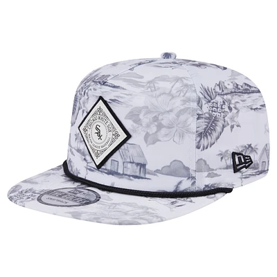 Men's New Era White Chicago White Sox Printed Island Golfer Snapback Hat