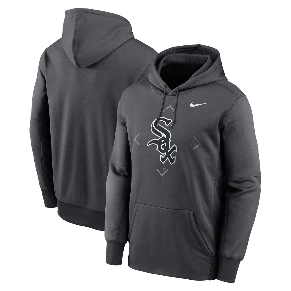 Chandail à capuchon Performance Icon Chicago White Sox Bracket de Nike pour homme, anthracite