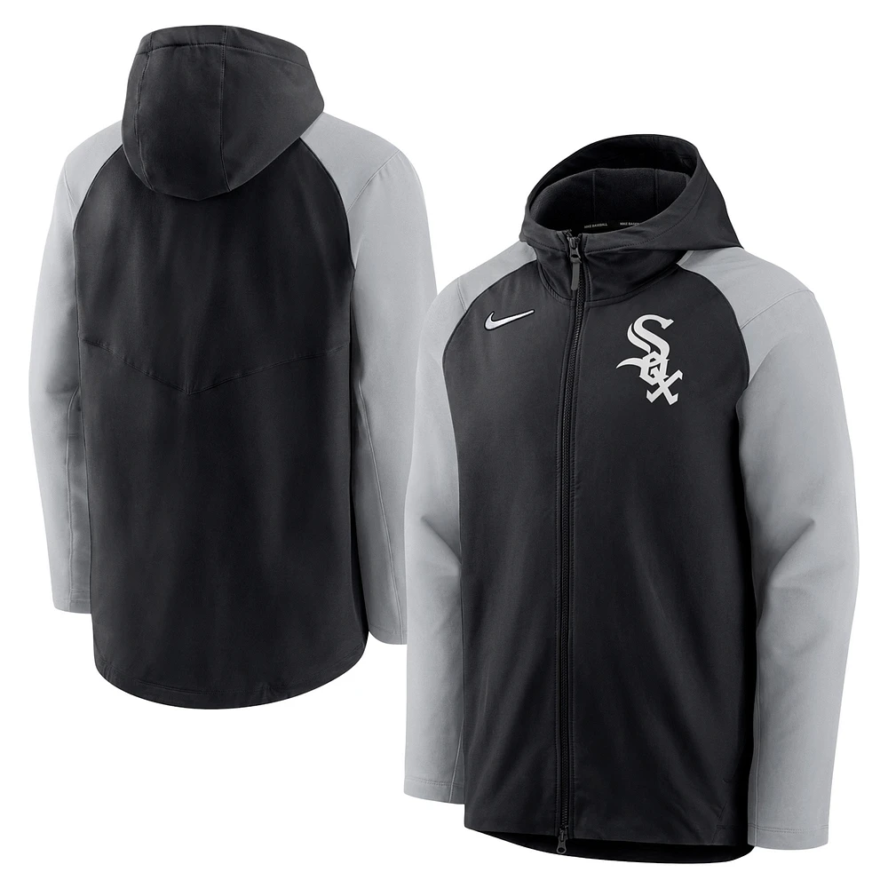 Sweat à capuche entièrement zippé Nike Chicago White Sox Authentic Collection Performance Raglan pour homme, noir/gris