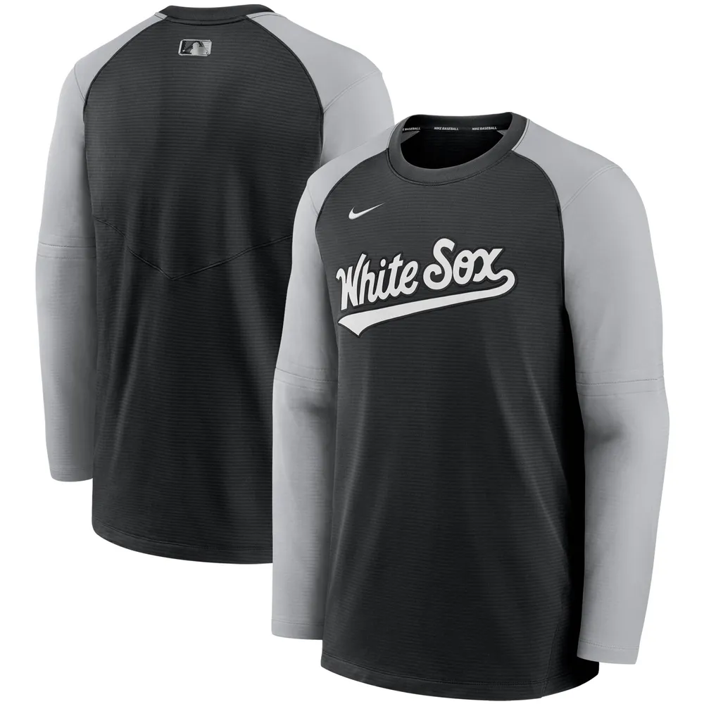 Buy the Mens Gray Black MLB Chicago White Sox Long Sleeve Pullover T-Shirt  Size M