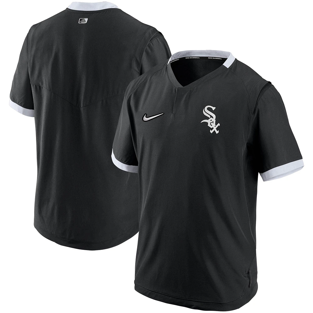 Nike Chicago White Sox Authentic Collection Veste à enfiler manches courtes pour homme Noir/Blanc