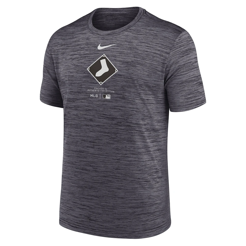 T-shirt Nike City Connect Velocity Performance pour homme, noir, Chicago White Sox Authentic Collection