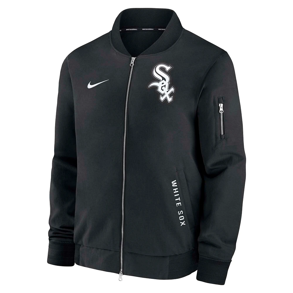 Men's Nike Black Chicago White Sox Authentic Collection Dugout Full-Zip Bomber Jacket
